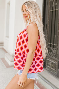 Geometric Print Spaghetti Strap Tank Top | Tops/Tank Tops