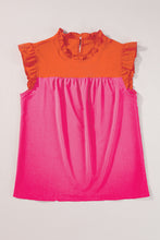 Load image into Gallery viewer, Flutter Sleeve Blouse | Orange Two Tone Ruffled Top
