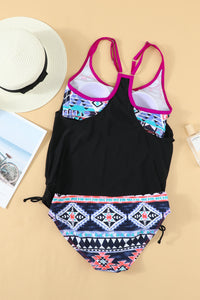 Black Geometric Printed Lined Tankini Swimsuit | Swimwear/Tankinis