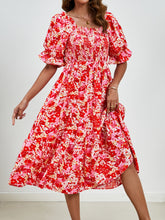 Load image into Gallery viewer, Short Sleeve Dress | Smocked Floral Square Neck
