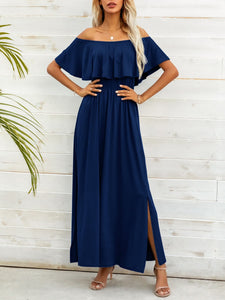 Maxi Dress | Off-Shoulder Slit Long Dress