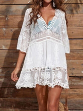 Load image into Gallery viewer, Womens Cover Up Dress | Lace Detail Plunge Cover-Up Dress | Dresses/Mini Dresses
