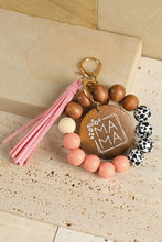 Load image into Gallery viewer, Pink MAMA Wood Pendant Leopard Fringe Keychain | Accessories/Other Accessories
