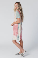 Load image into Gallery viewer, Multicolor Tie Dye Oversized Slit Tee Dress | Dresses/T Shirt Dresses
