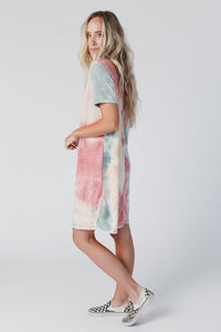 Multicolor Tie Dye Oversized Slit Tee Dress | Dresses/T Shirt Dresses