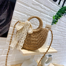 Load image into Gallery viewer, Fashion Accessory Handbag-Drawstring Straw Braided Crossbody Bag
