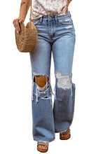 Load image into Gallery viewer, Sky Blue Destroyed Open Knee Wide Leg Jeans
