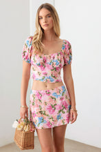 Load image into Gallery viewer, Puff Sleeve  Crop Top and Mini Skirt Set
