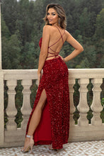 Load image into Gallery viewer, Formal Dress | Sequin Backless Split Maxi Dress
