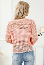 Load image into Gallery viewer, Pink Sweater | Pink Hollowed Eyelets Knit Bell Sleeve
