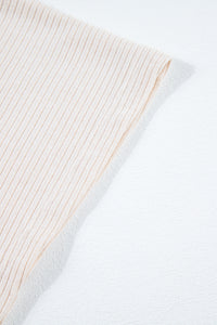 Split Side Poncho | Pale Khaki Color Block Ribbed Knit