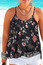 Load image into Gallery viewer, Black Plus Size Floral Strappy Racerback Top | Plus Size/Plus Size Tops/Plus Size Tank Tops
