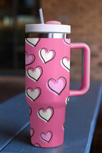 Load image into Gallery viewer, Rose Red Valentines Heart Printed Thermos Cup with Handle 40oz | Accessories/Tumblers
