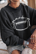 Load image into Gallery viewer, Black Rugby game day Graphic Pullover Sweatshirt | Graphic/Graphic Sweatshirts
