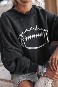 Black Rugby game day Graphic Pullover Sweatshirt | Graphic/Graphic Sweatshirts