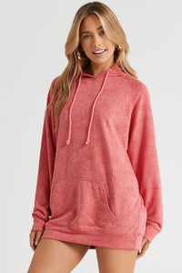 Mineral Wash Kangaroo Pocket Drawstring Pullover Hoodie | Tops/Sweatshirts & Hoodies