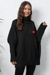 Turtle Neck Long Sleeve Ribbed Sweater