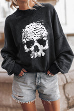 Load image into Gallery viewer, Black Scenery Skull Halloween Graphic Drop Shoulder Sweatshirt
