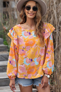 Floral Print Blouse | Ruffle Puff Sleeve