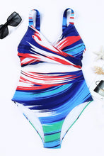 Load image into Gallery viewer, Multicolor Abstract Print Twist High Waist Bikini Swimsuit | Swimwear/High Waisted Swimsuit
