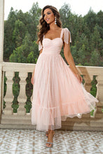 Load image into Gallery viewer, Formal Summer Dress | Pink Tie-Shoulder Sweetheart Neck Dress
