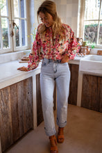 Load image into Gallery viewer, Floral Print Blouse | Ruffled Stitch Buttoned Top
