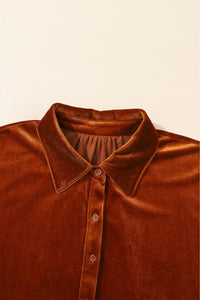 Chestnut 3/4 Sleeve Tunic Babydoll Velvet Shirt | Tops/Blouses & Shirts