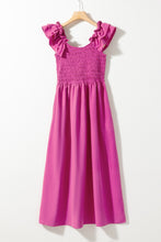 Load image into Gallery viewer, Maxi Dress | Rose Solid Color Ruffled Straps Dress
