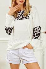 Load image into Gallery viewer, White Leopard Patch Puff Sleeve Textured Blouse | Tops/Blouses &amp; Shirts
