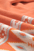 Load image into Gallery viewer, Open Knit Cardigan | Orange Printed Aztec Print Sweater
