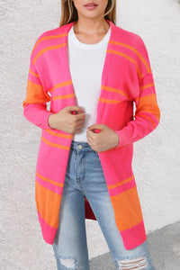 Multicolor Striped Long Sleeve Ribbed Trim Button Cardigan | Tops/Sweaters & Cardigans