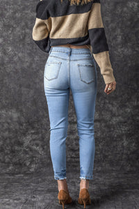 Ripped Skinny Jeans | Light Blue Vintage Distressed