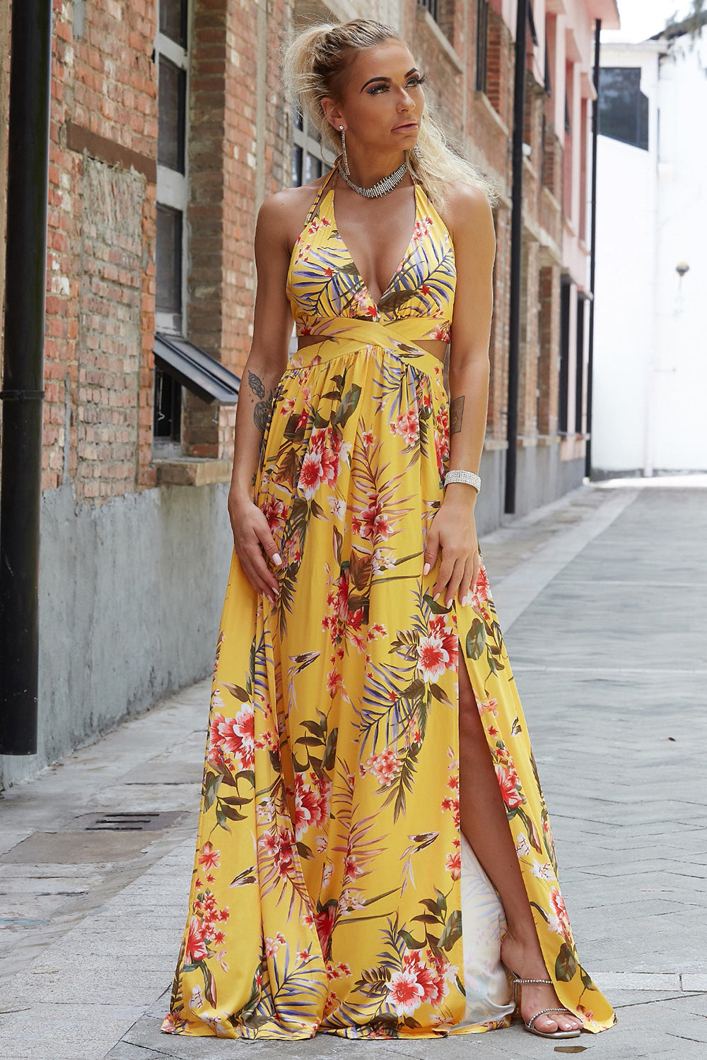 Maxi Dress | Halter Neck Split Dress