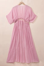 Load image into Gallery viewer, Pink Maxi Kimono | Light Pink Lace Open Front Kimono
