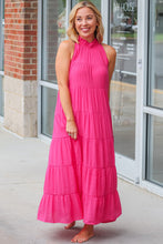 Load image into Gallery viewer, Maxi Dress | Rose Red High Frilled Neck Tiered Sleeveless
