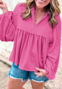 Texture Collared Neck Blouse