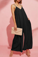 Load image into Gallery viewer, Black Adjustable Knotted Spaghetti Straps Wide Leg Jumpsuit | Bottoms/Jumpsuits &amp; Rompers
