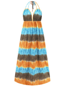 Womens Tie-Dye Dress | Tie-Dye Halter Neck Sleeveless Dress | Dresses/Maxi Dresses