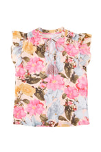 Load image into Gallery viewer, Pink Floral Print Tassel Tie Short Sleeve Blouse | Tops/Blouses &amp; Shirts
