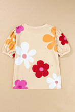 Load image into Gallery viewer, Apricot Flower Print Bubble Sleeve Tee | Tops/Tops &amp; Tees
