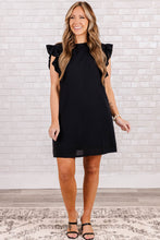 Load image into Gallery viewer, Ruffled Black Dress | Black Keyhole Back Plus Shift
