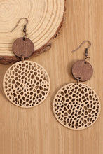 Load image into Gallery viewer, Drop Earrings | Khaki Hollow Out Wooden Round
