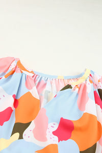 Multicolor Floral Print V Neck Half Sleeve Blouse | Tops/Blouses & Shirts