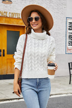 Load image into Gallery viewer, Turtleneck Cable-Knit Long Sleeve Sweater
