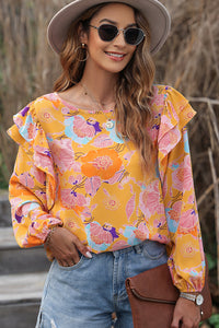 Floral Print Blouse | Ruffle Puff Sleeve