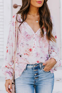 Multicolour Vibrant Floral Printed Ruffle Trim Blouse | Tops/Blouses & Shirts