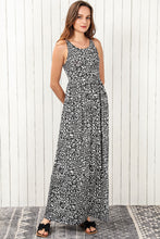 Load image into Gallery viewer, Gray Leopard Print Pocketed Sleeveless Maxi Dress
