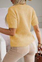 Load image into Gallery viewer, Short Sleeve Sweater | Yellow Cream Cute Flower Applique
