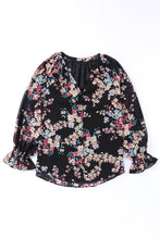 Load image into Gallery viewer, Black Wildflower Print Chiffon Blouse | Tops/Blouses &amp; Shirts
