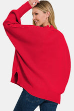 Load image into Gallery viewer, Cozy Red Oversize Sweater with Side Slits
